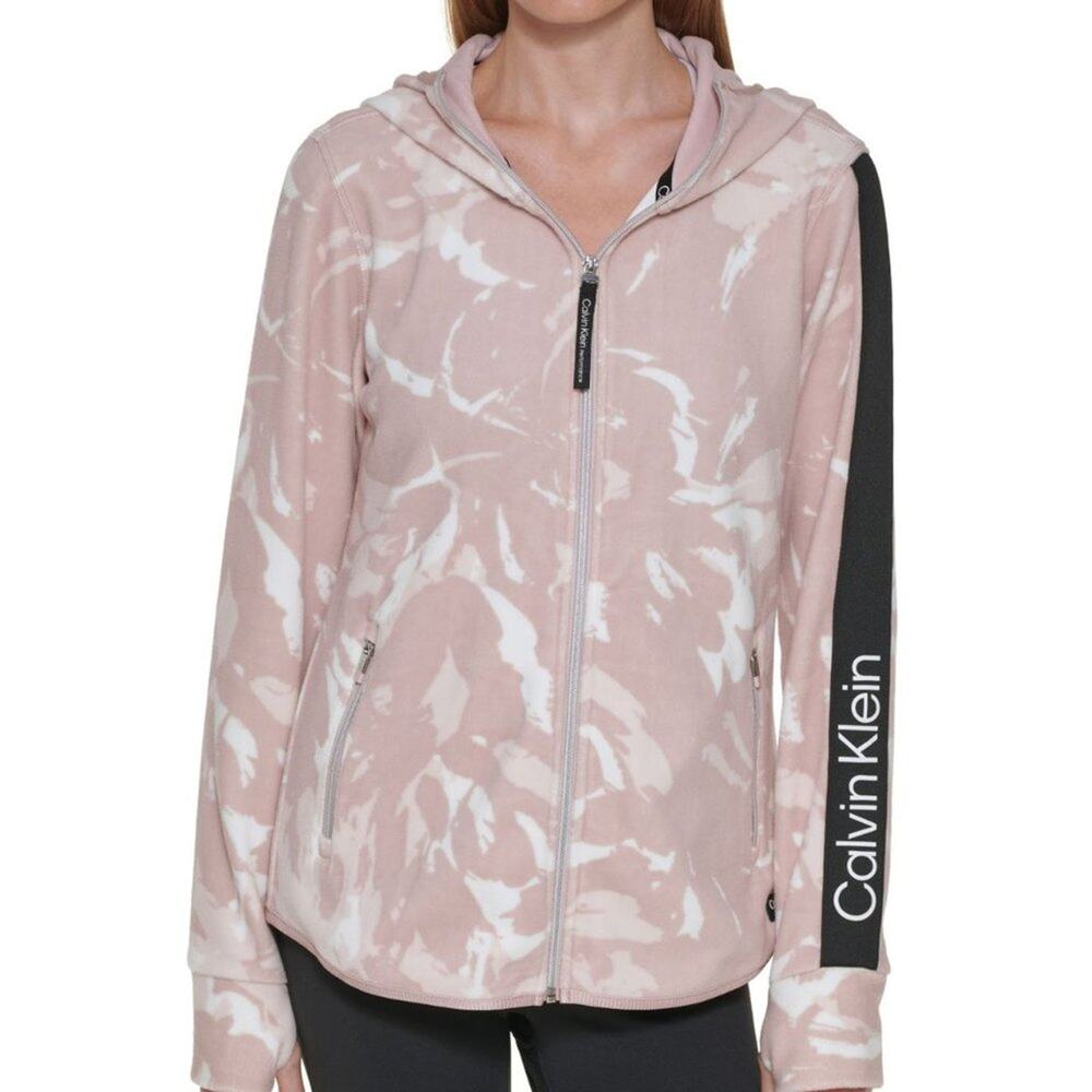 Calvin Klein Performance Logo Tape Zip Front Hoodie Secret Size M Long Sleeve